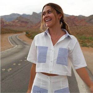 Yllw the Label Petra Recycled Linen Top - Pearl